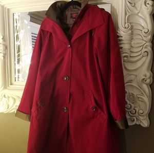 Gallery brand Red hooded rain coat